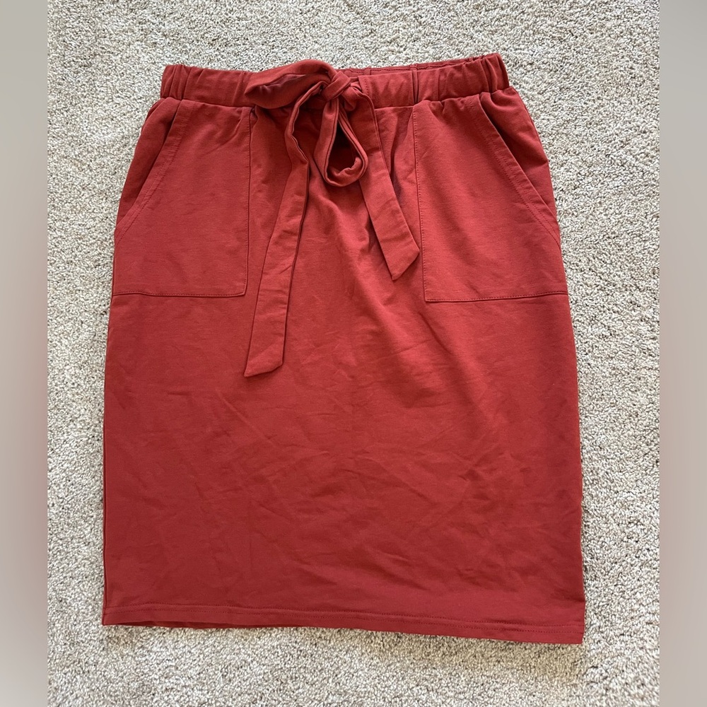 Exclusive Piper & Scoot Rust Tie Waist Knee-Length Skirt | Size Medium | NWT